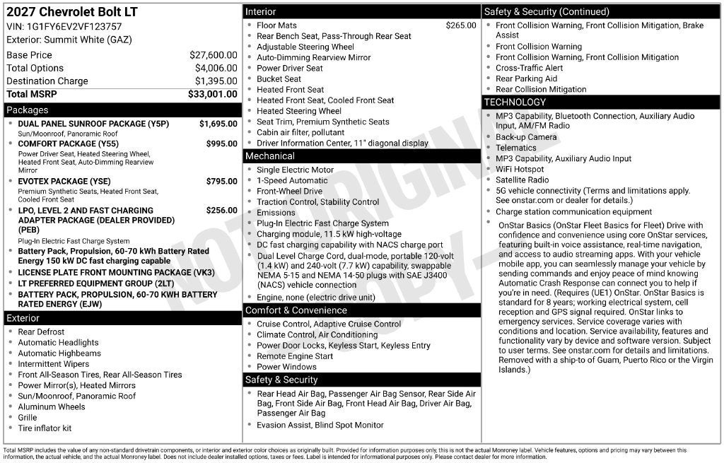 2027 Chevrolet Bolt LT