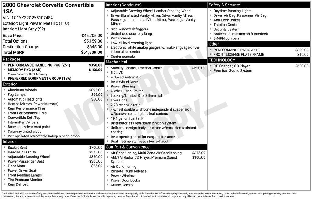 2000 Chevrolet Corvette Base