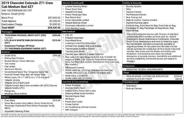 2019 Chevrolet Colorado 4WD Z71