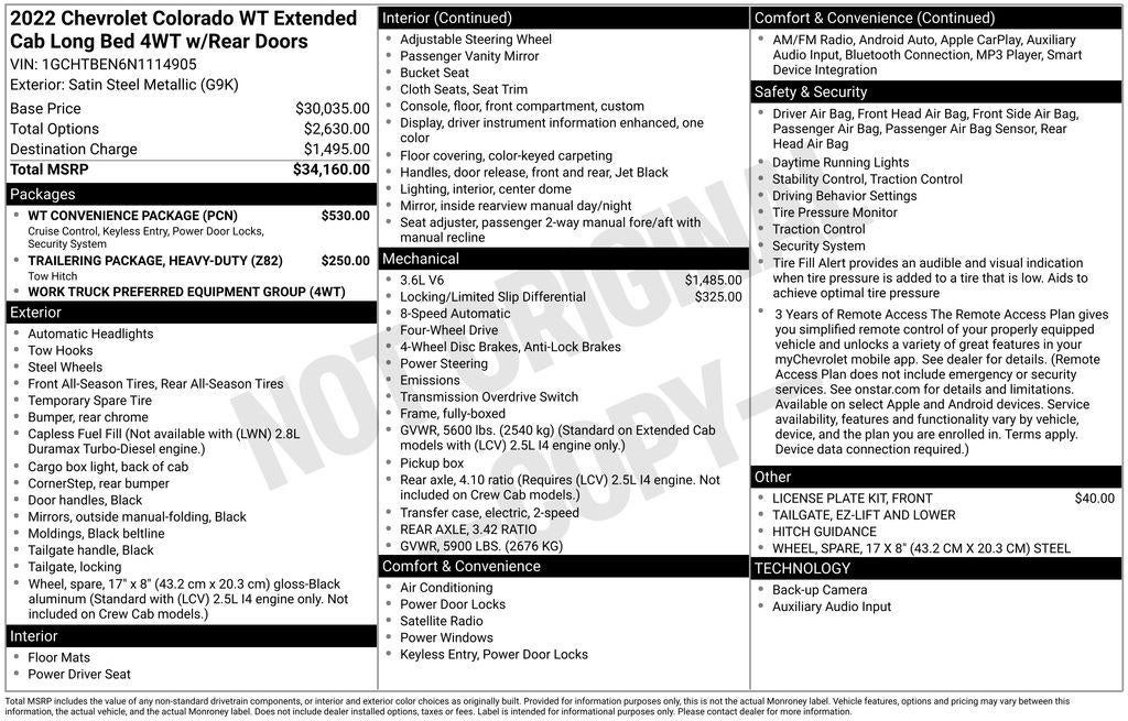 2022 Chevrolet Colorado 4WD Work Truck