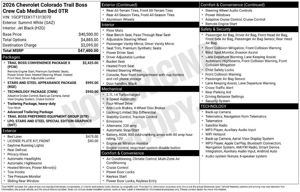 2026 Chevrolet Colorado Trail Boss