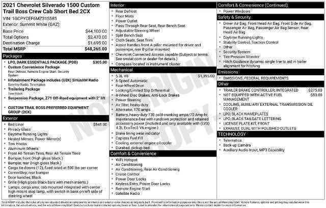 2021 Chevrolet Silverado 1500 Custom Trail Boss