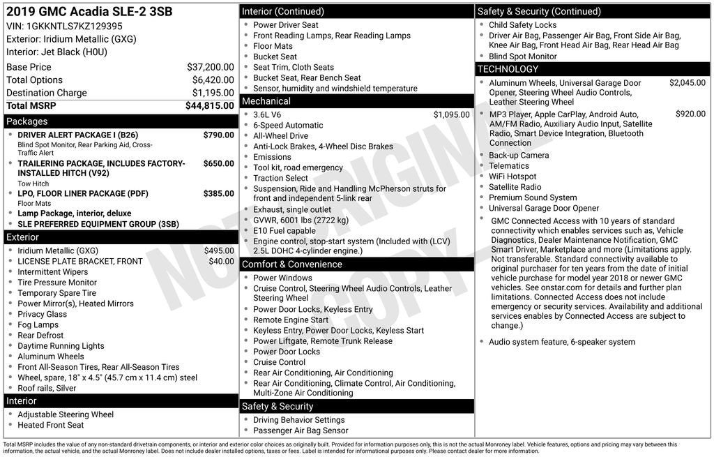 2019 GMC Acadia SLE