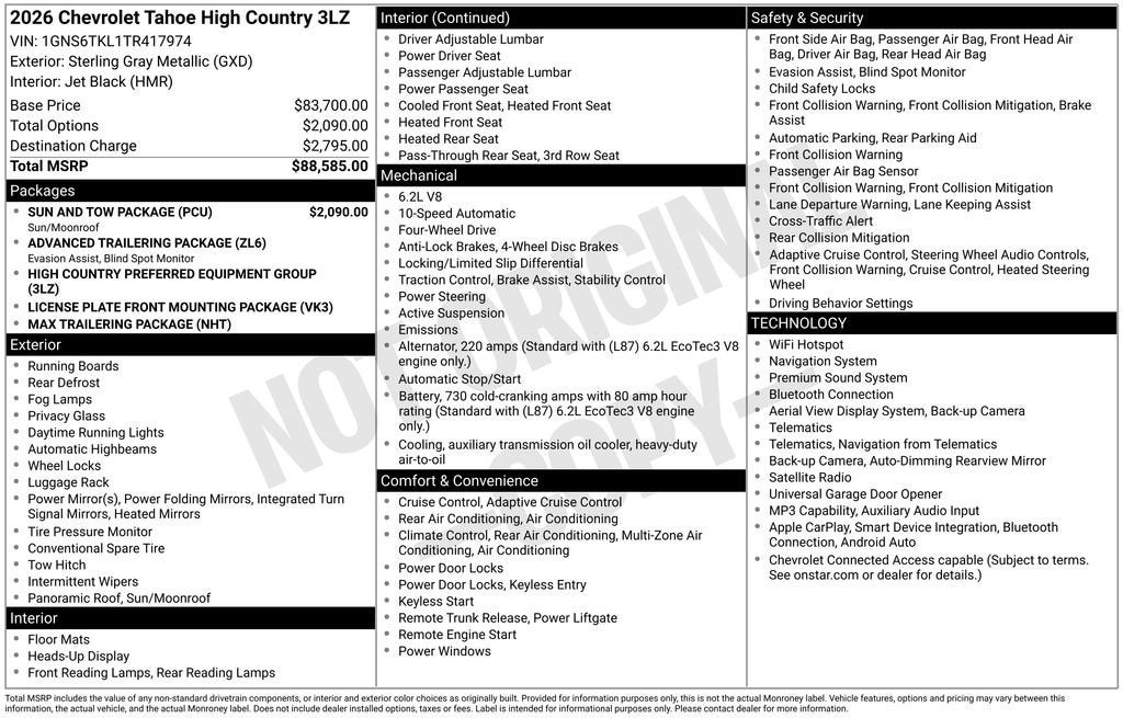 2026 Chevrolet Tahoe High Country