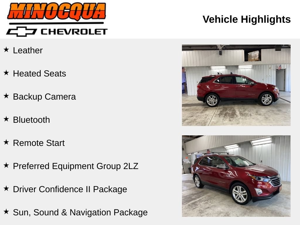 Used 2018 Chevrolet Equinox Premier with VIN 3GNAXNEX0JS523295 for sale in Minocqua, WI
