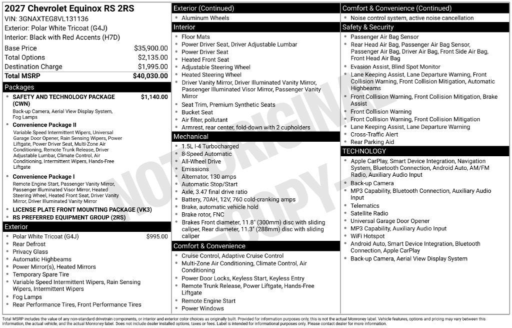 2027 Chevrolet Equinox RS
