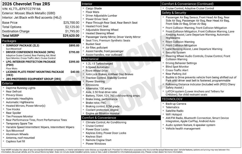 2026 Chevrolet Trax 2RS